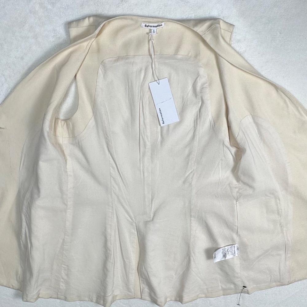Reformation Casey Vest - Tailored Longline Waistcoat/ Sleeveless Top Cream - Picture 6 of 13